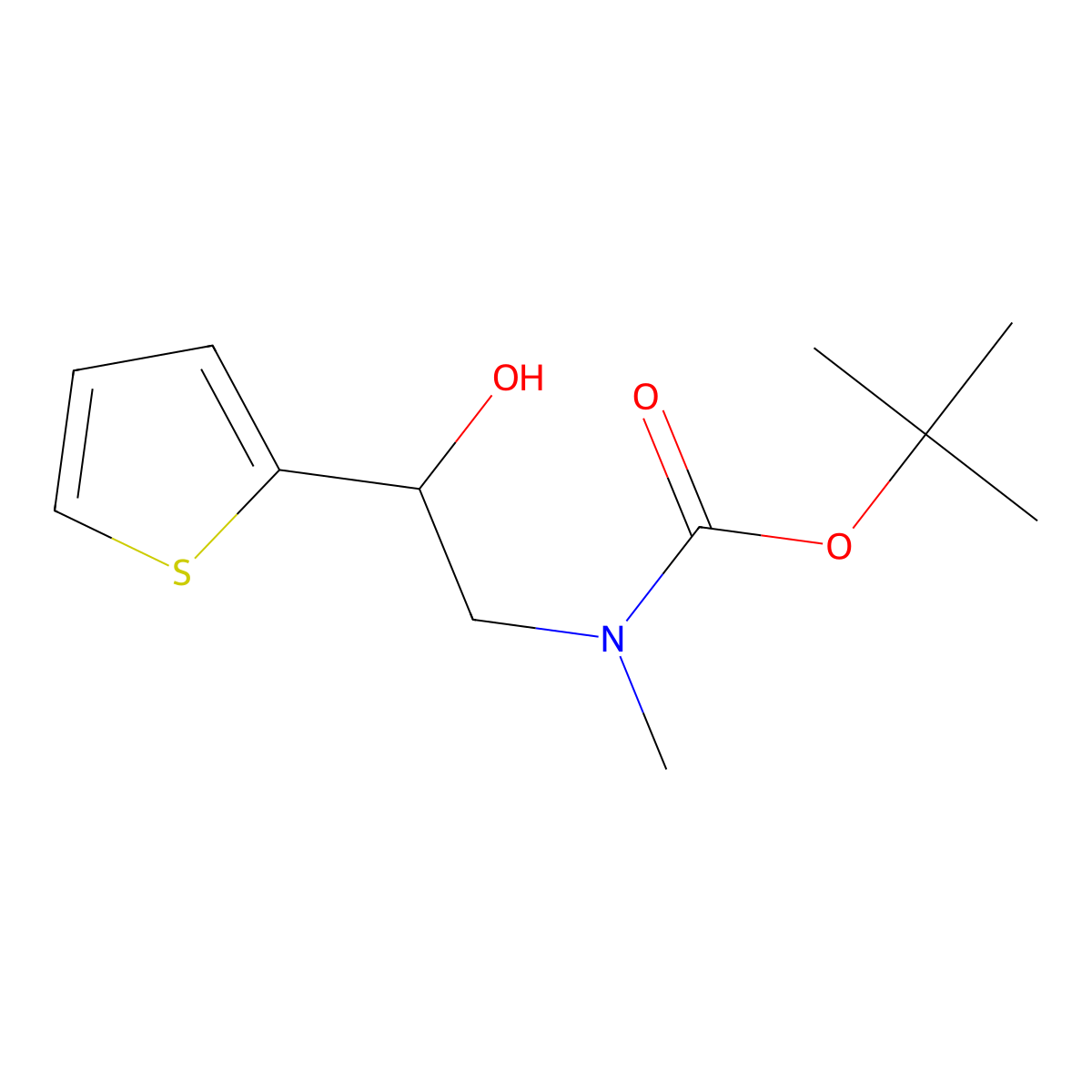 tert-butyl N-[2-hydroxy-2-(thiophen-2-yl)ethyl]-N-methylcarbamate molecular structure, CAS 1896637-18-5