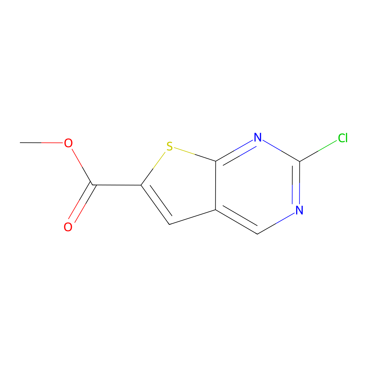 Methyl 2-chlorothieno[2,3-d]pyrimidine-6-carboxylate molecular structure, CAS 1896666-65-1