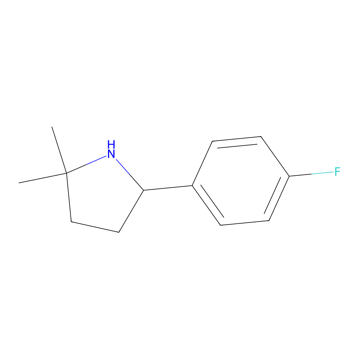 5-(4-Fluorophenyl)-2,2-dimethylpyrrolidine molecular structure, CAS 1896749-66-8