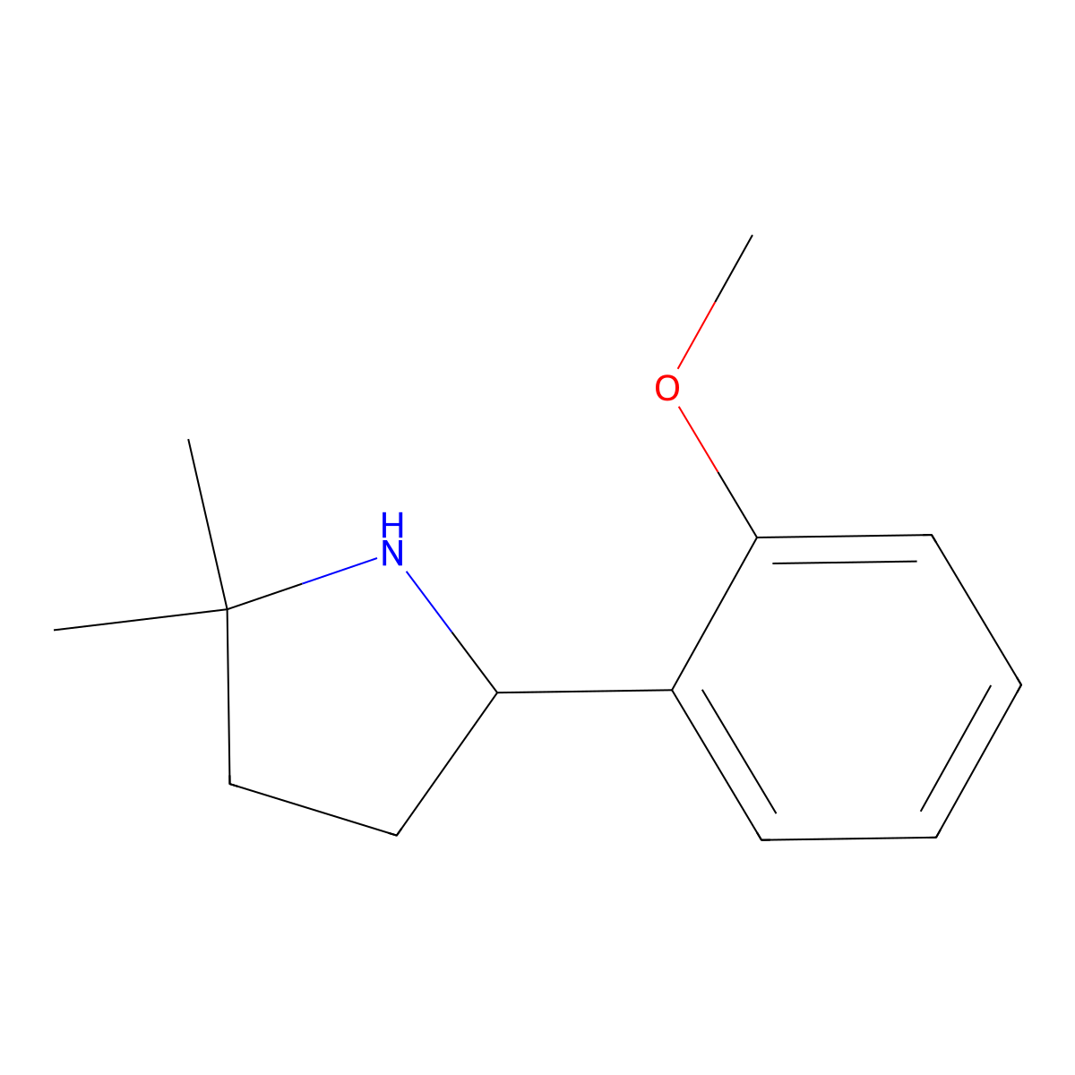 5-(2-Methoxyphenyl)-2,2-dimethylpyrrolidine molecular structure, CAS 1896749-90-8