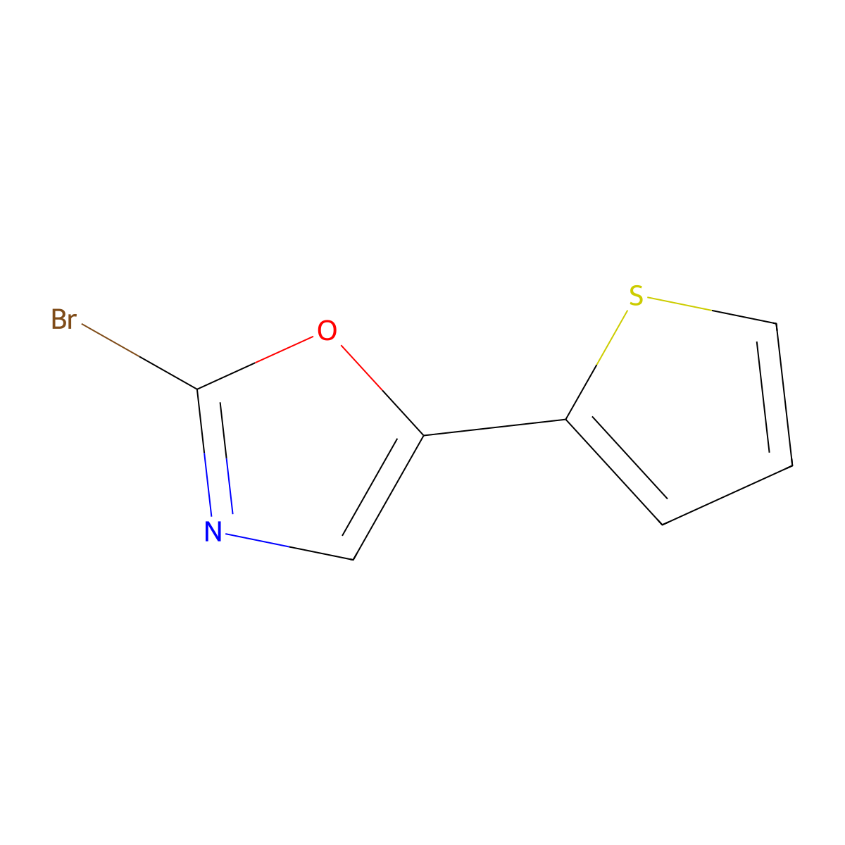 2-Bromo-5-(thiophen-2-yl)-1,3-oxazole molecular structure, CAS 1896751-54-4