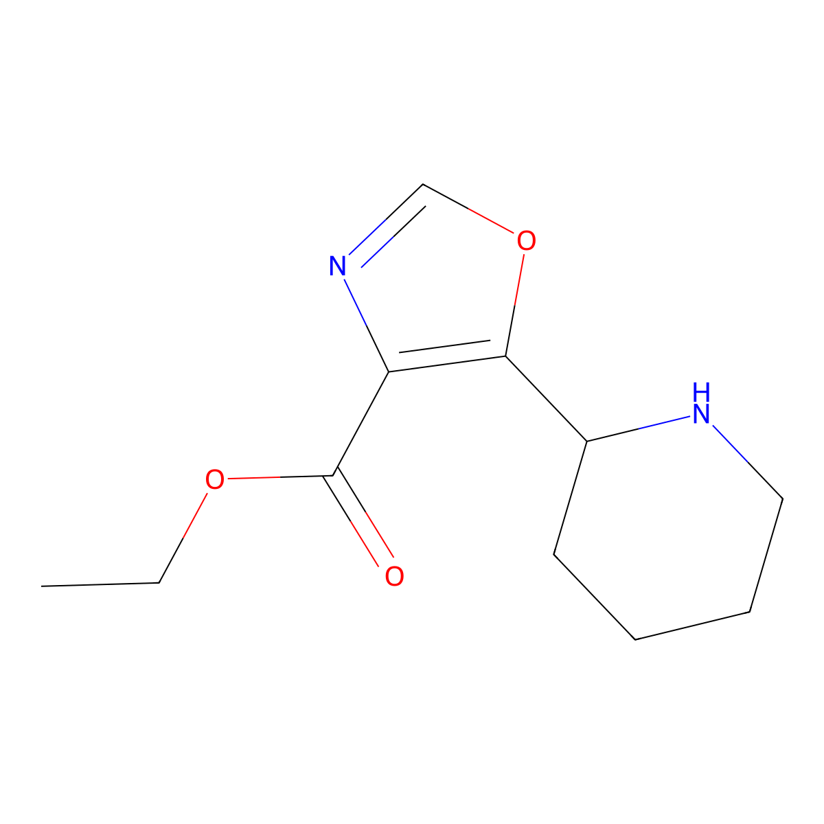 Ethyl 5-(piperidin-2-yl)-1,3-oxazole-4-carboxylate molecular structure, CAS 1896753-04-0