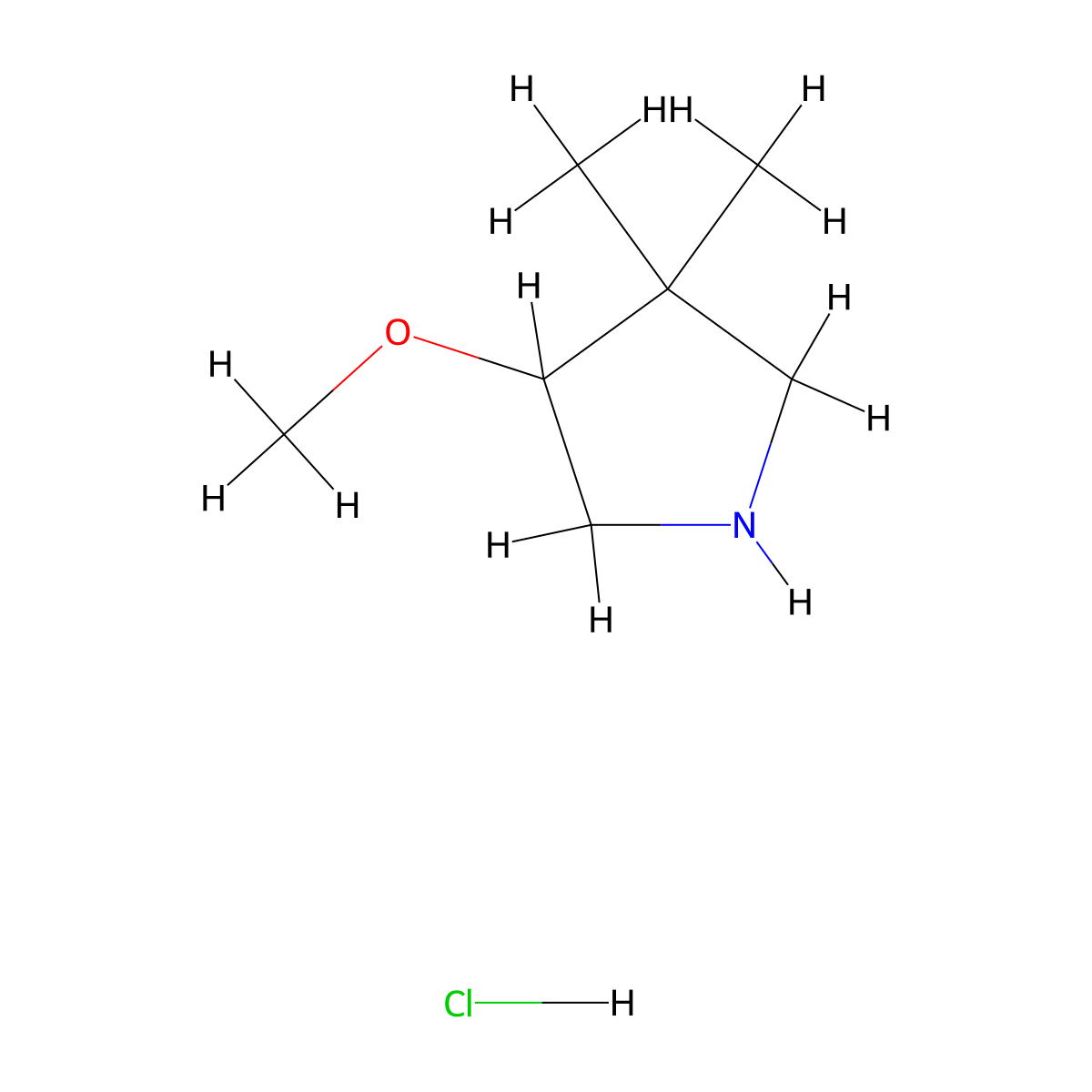 4-Methoxy-3,3-dimethylpyrrolidine hydrochloride molecular structure, CAS 1896803-92-1