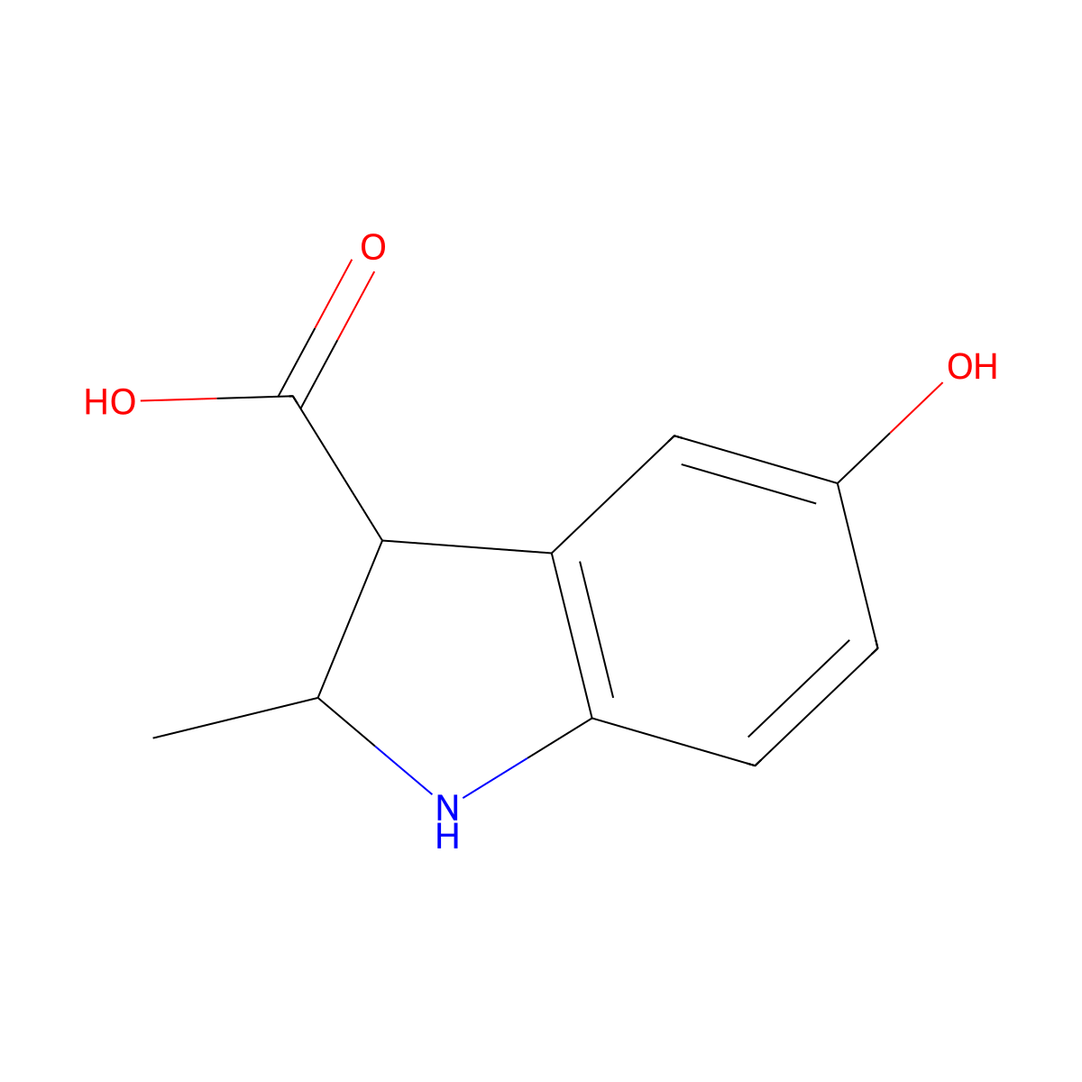 5-Hydroxy-2-methylindoline-3-carboxylic acid molecular structure, CAS 1896809-73-6