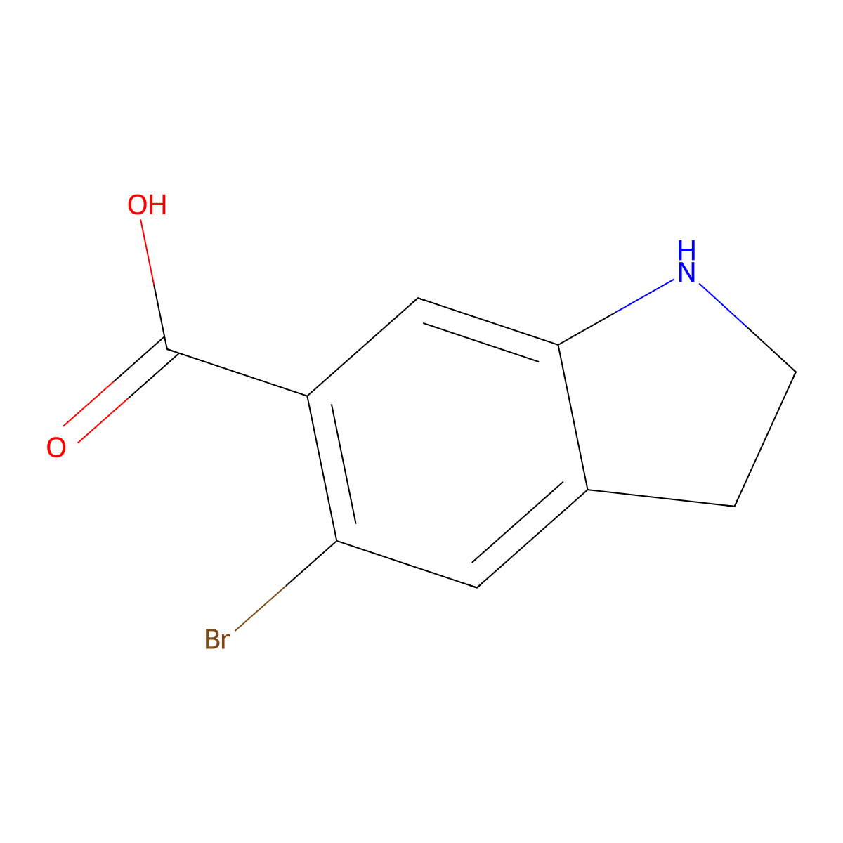 5-Bromo-2,3-dihydro-1H-indole-6-carboxylic acid molecular structure, CAS 1896809-86-1