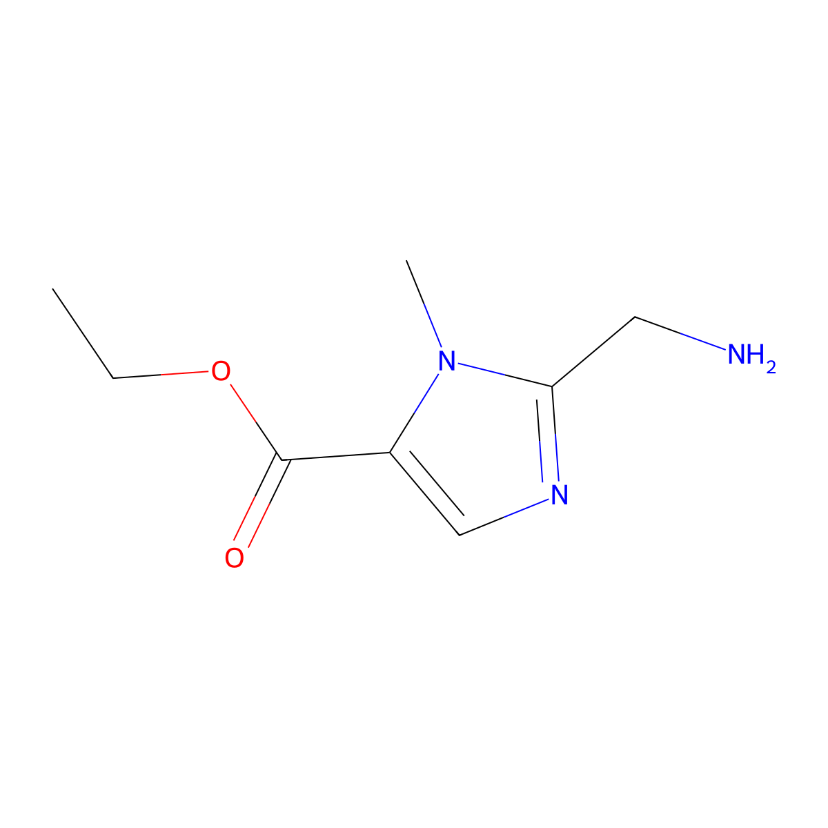 ethyl 2-(aminomethyl)-1-methyl-1H-imidazole-5-carboxylate molecular structure, CAS 1896823-92-9