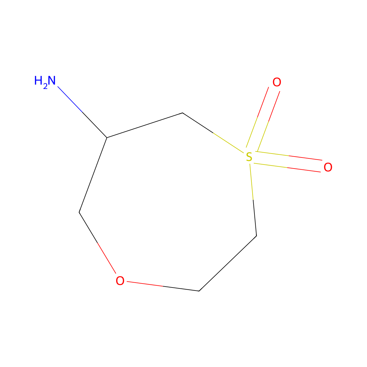 6-Amino-1,4-oxathiepane 4,4-dioxide molecular structure, CAS 1896825-24-3