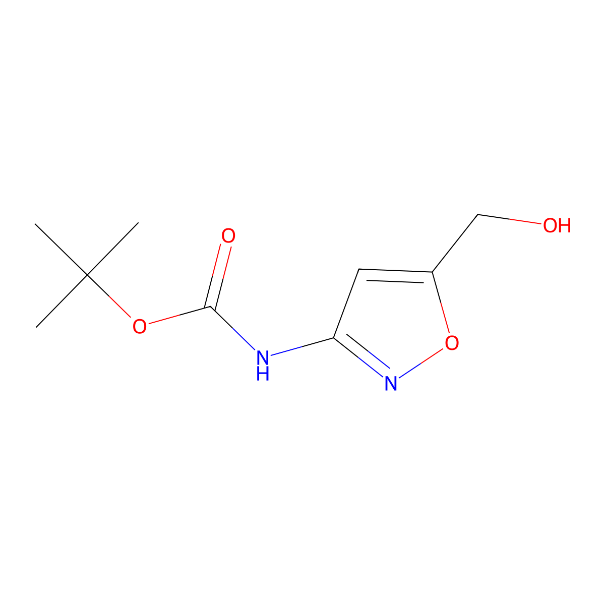 tert-butyl N-[5-(hydroxymethyl)-1,2-oxazol-3-yl]carbamate molecular structure, CAS 1896825-82-3