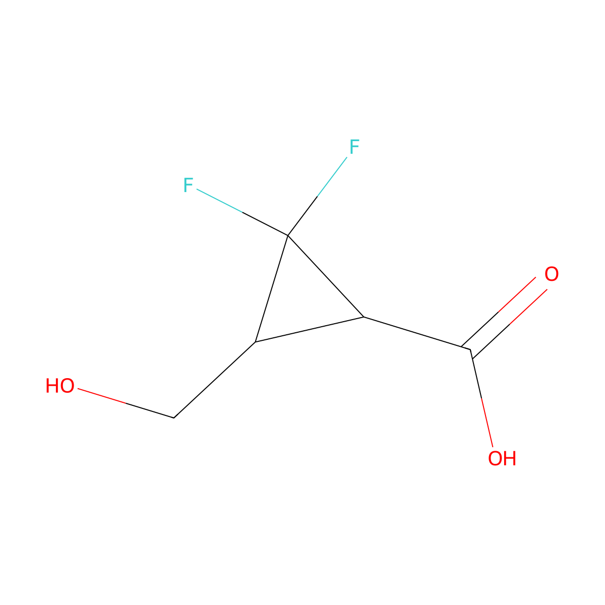 2,2-Difluoro-3-(hydroxymethyl)cyclopropane-1-carboxylic acid molecular structure, CAS 1896826-42-8