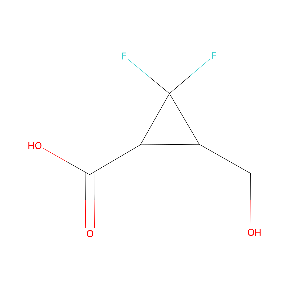 2,2-Difluoro-3-(hydroxymethyl)cyclopropane-1-carboxylic acid molecular structure, CAS 1896826-42-8