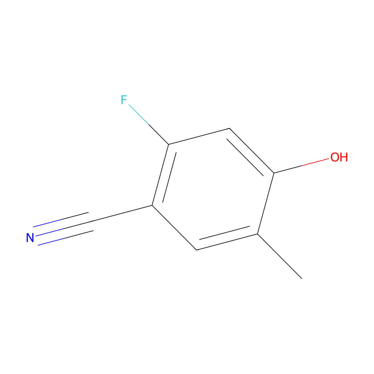2-Fluoro-4-hydroxy-5-methylbenzonitrile molecular structure, CAS 1896826-74-6