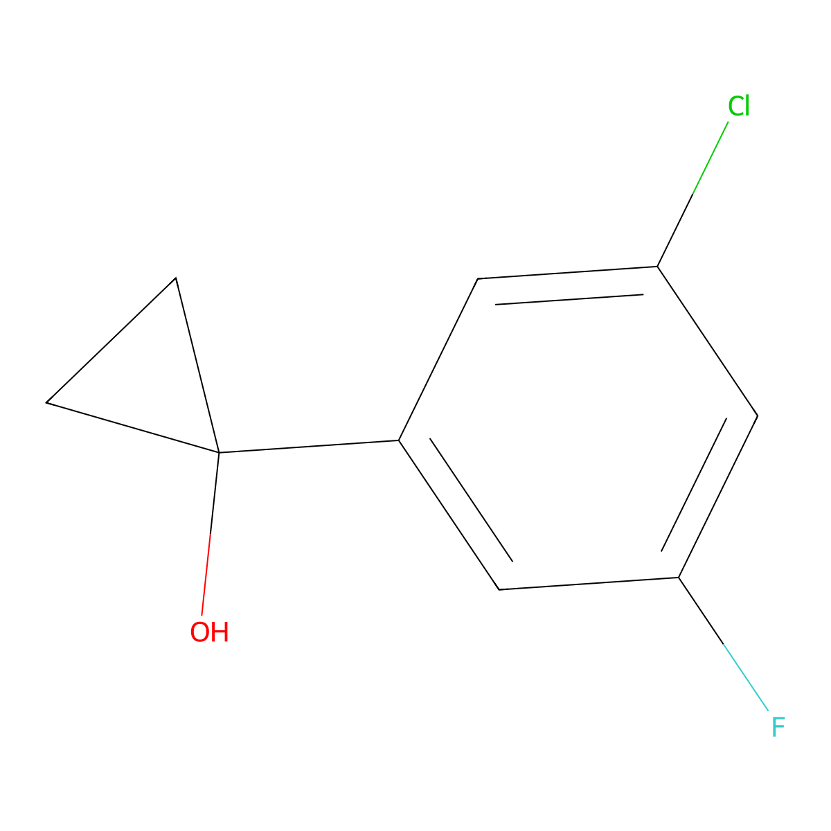 1-(3-Chloro-5-fluorophenyl)cyclopropan-1-ol molecular structure, CAS 1896827-43-2