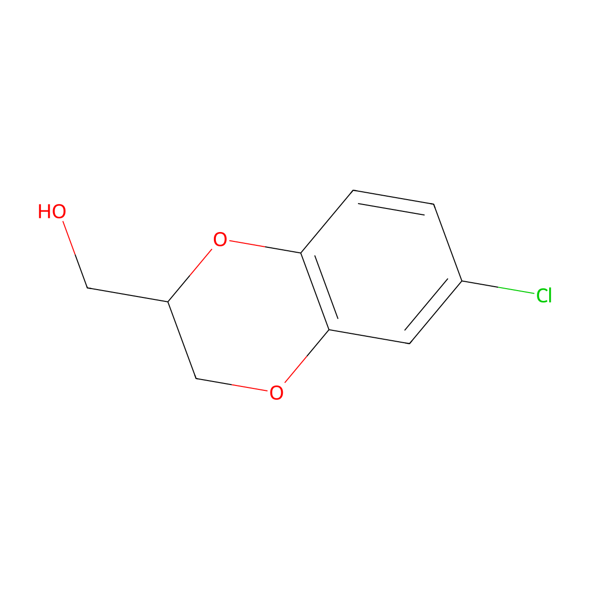 (S)-(6-Chloro-2,3-dihydrobenzo[B][1,4]dioxin-2-YL)methanol molecular structure, CAS 189683-24-7