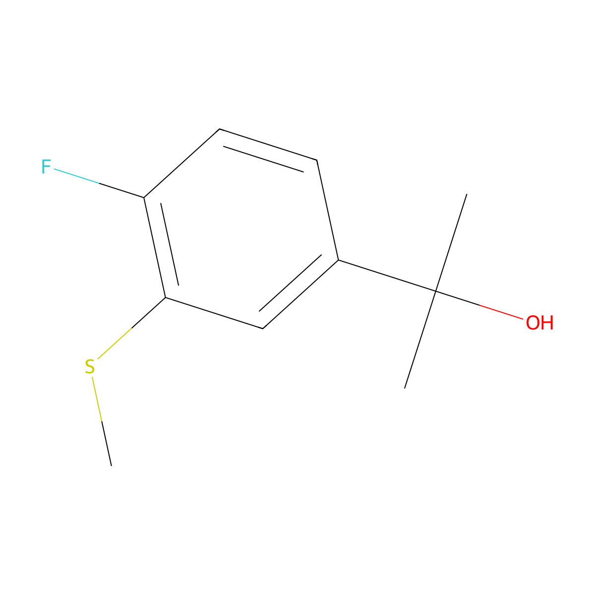 2-(4-Fluoro-3-(methylthio)phenyl)propan-2-ol molecular structure, CAS 1896836-48-8
