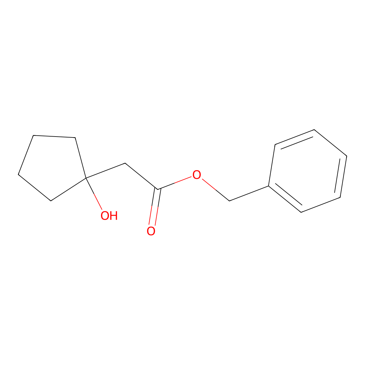 Phenylmethyl 1-hydroxycyclopentaneacetate molecular structure, CAS 1896872-27-7