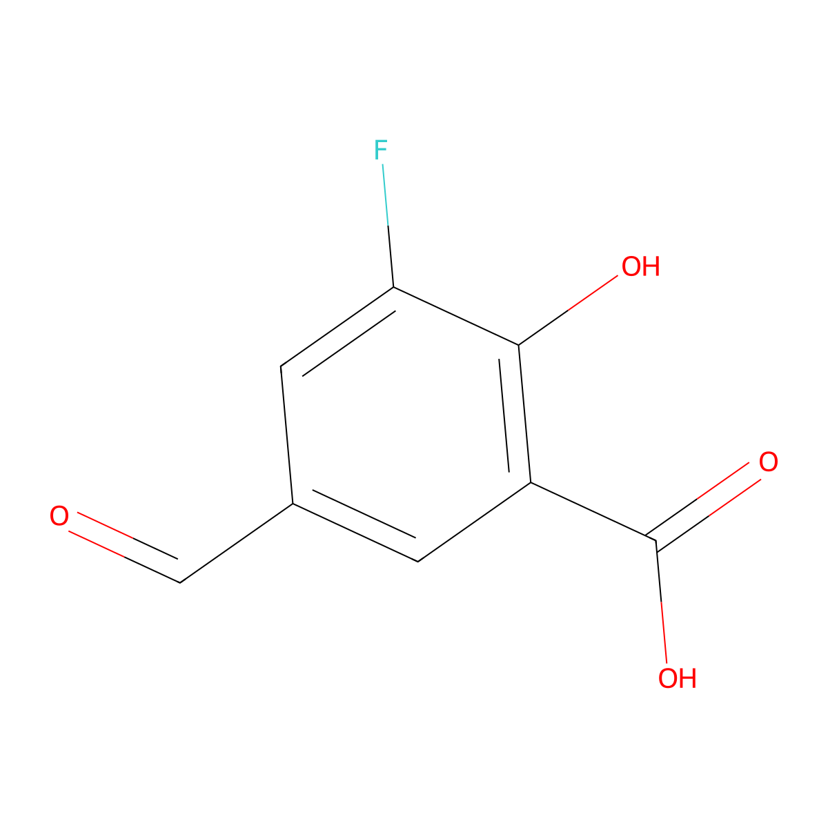 3-Fluoro-5-formyl-2-hydroxybenzoic acid molecular structure, CAS 1896896-30-2