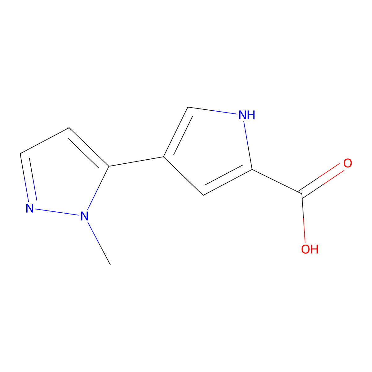 4-(1-Methyl-1H-pyrazol-5-yl)-1H-pyrrole-2-carboxylic acid molecular structure, CAS 1896898-45-5