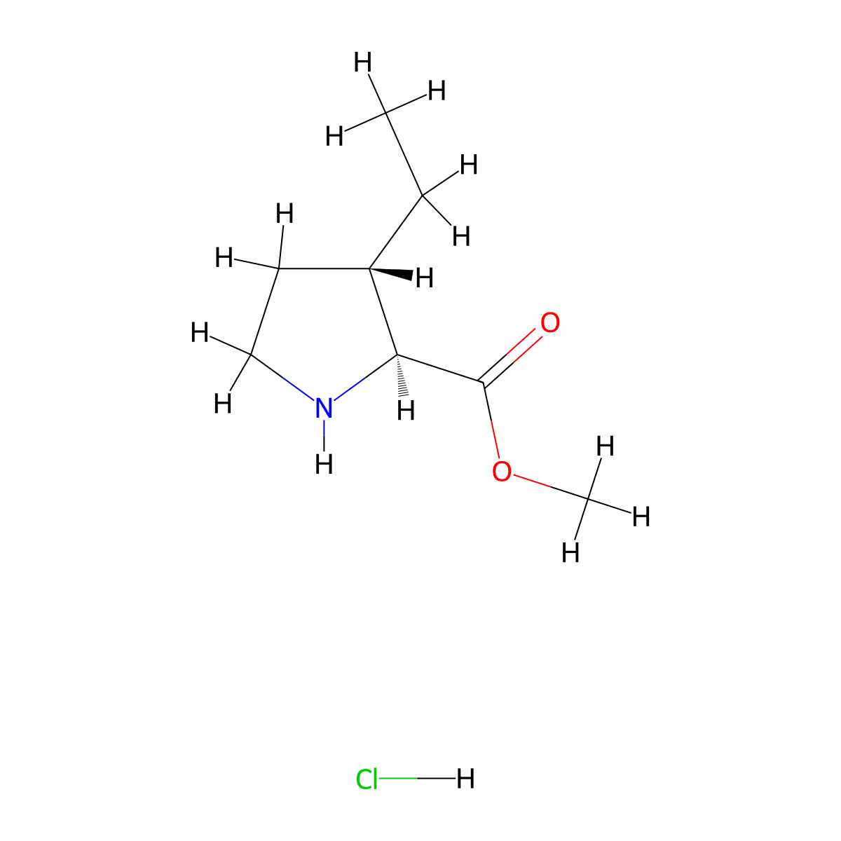 methyl (2S,3S)-3-ethylpyrrolidine-2-carboxylate;hydrochloride molecular structure, CAS 189690-91-3