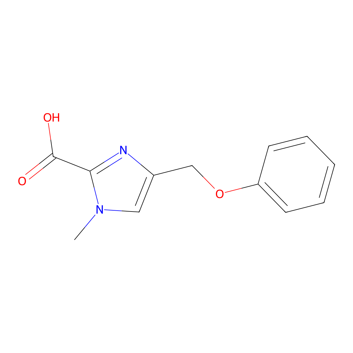 1-methyl-4-(phenoxymethyl)-1H-imidazole-2-carboxylic acid molecular structure, CAS 1896912-25-6