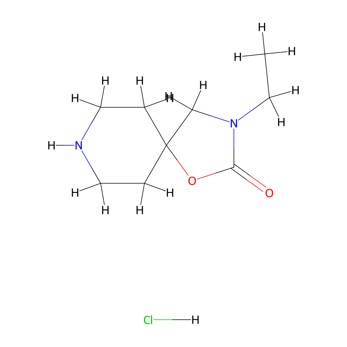 3-Ethyl-1-oxa-3,8-diazaspiro(4.5)decan-2-one hydrochloride molecular structure, CAS 1896915-28-8