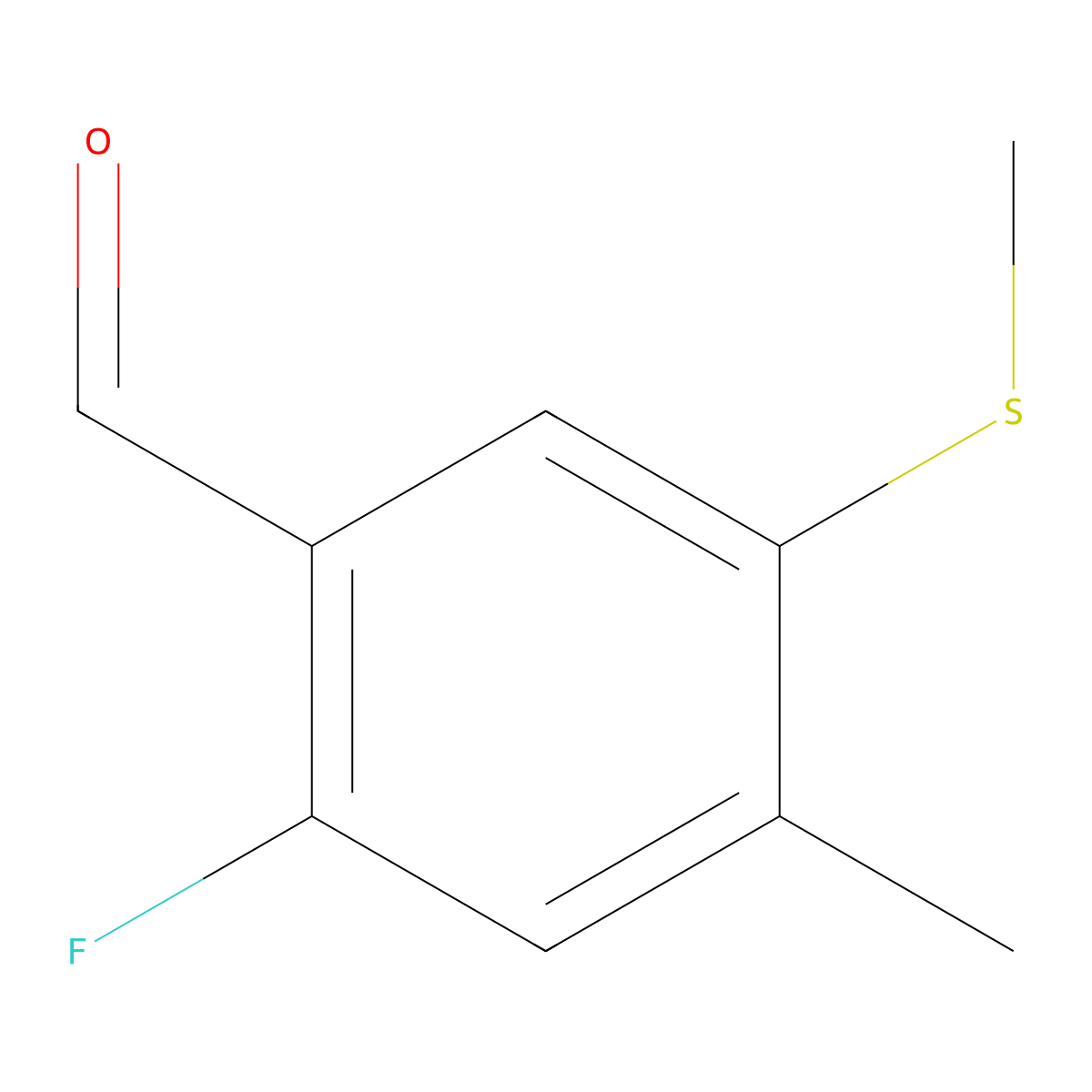 2-Fluoro-4-methyl-5-(methylthio)benzaldehyde molecular structure, CAS 1896916-18-9