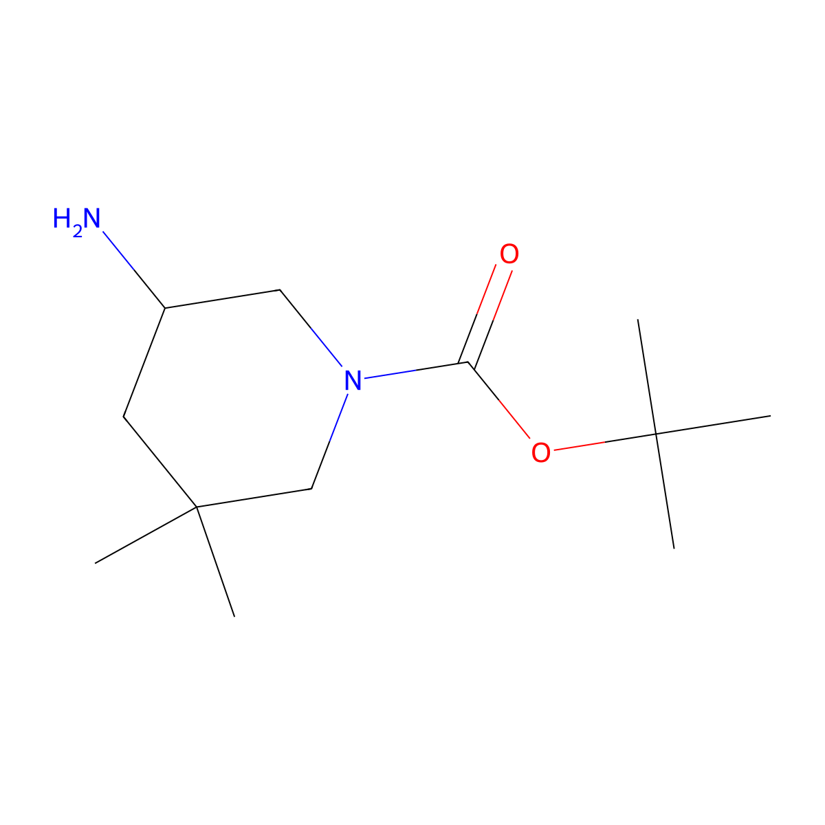 Tert-butyl 5-amino-3,3-dimethylpiperidine-1-carboxylate molecular structure, CAS 1896921-12-2