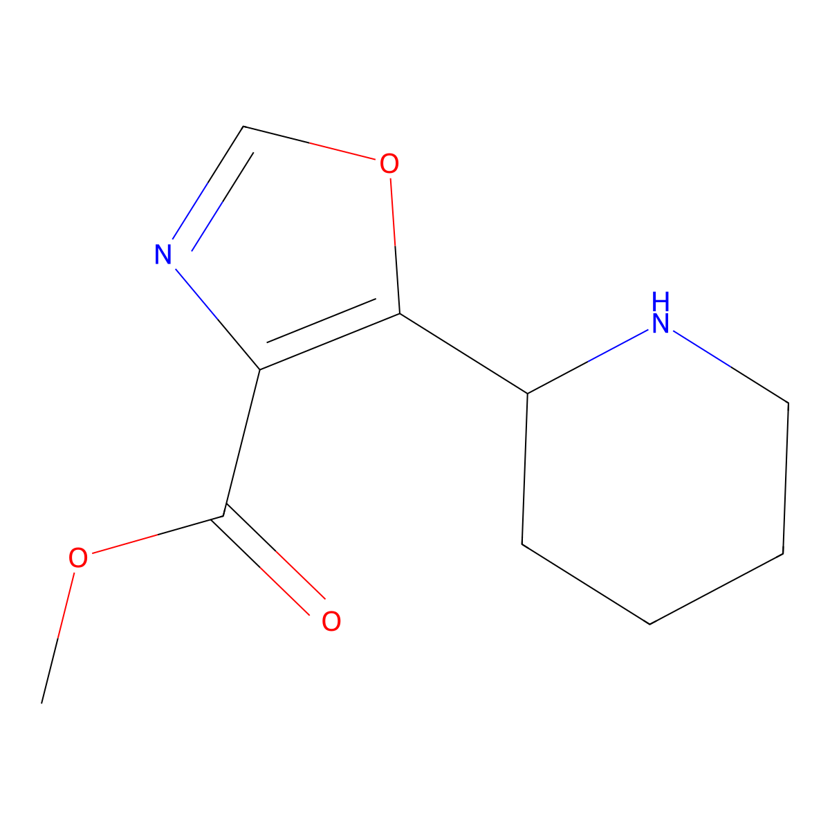 Methyl 5-(piperidin-2-yl)-1,3-oxazole-4-carboxylate molecular structure, CAS 1896921-92-8