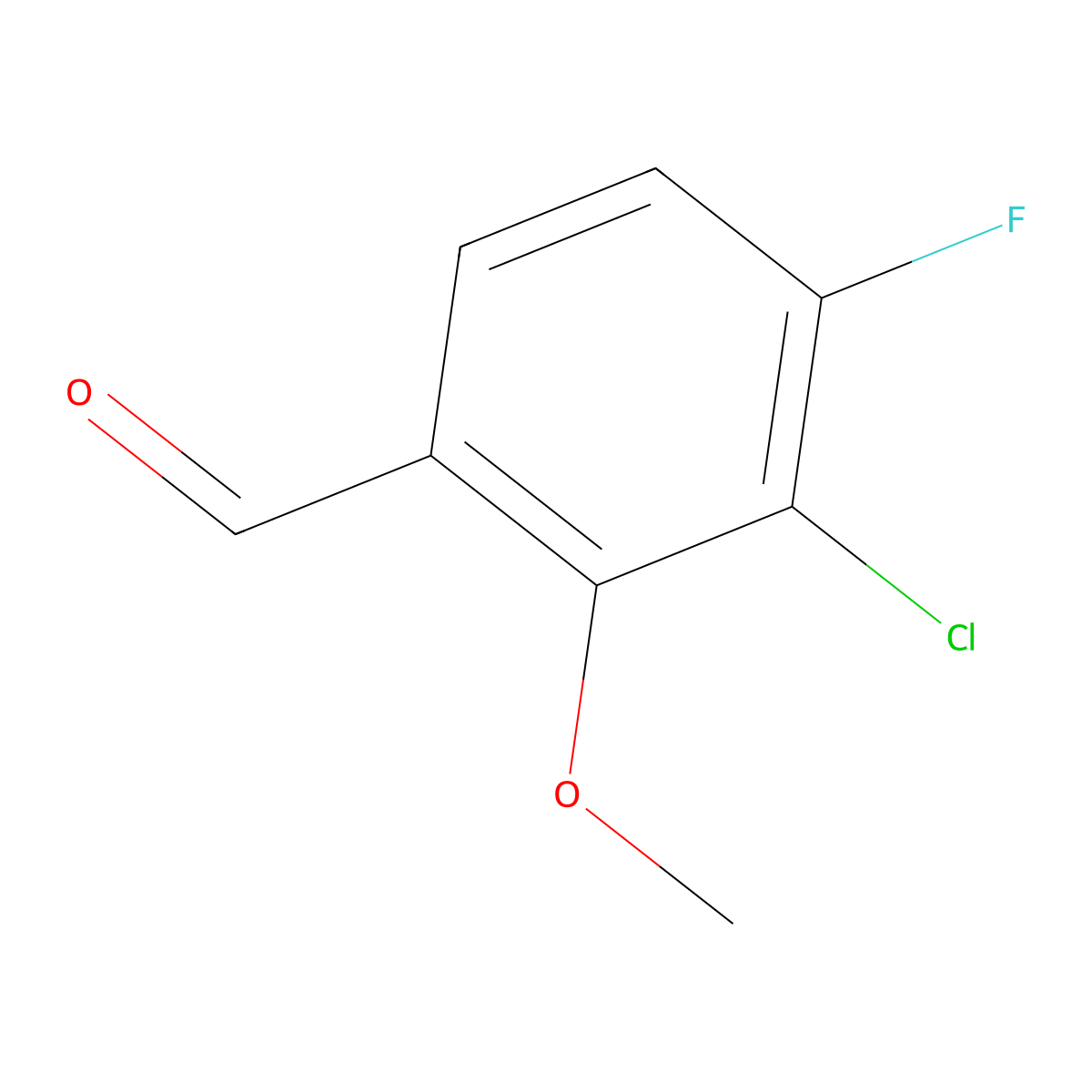 3-Chloro-4-fluoro-2-methoxybenzaldehyde molecular structure, CAS 1896922-66-9