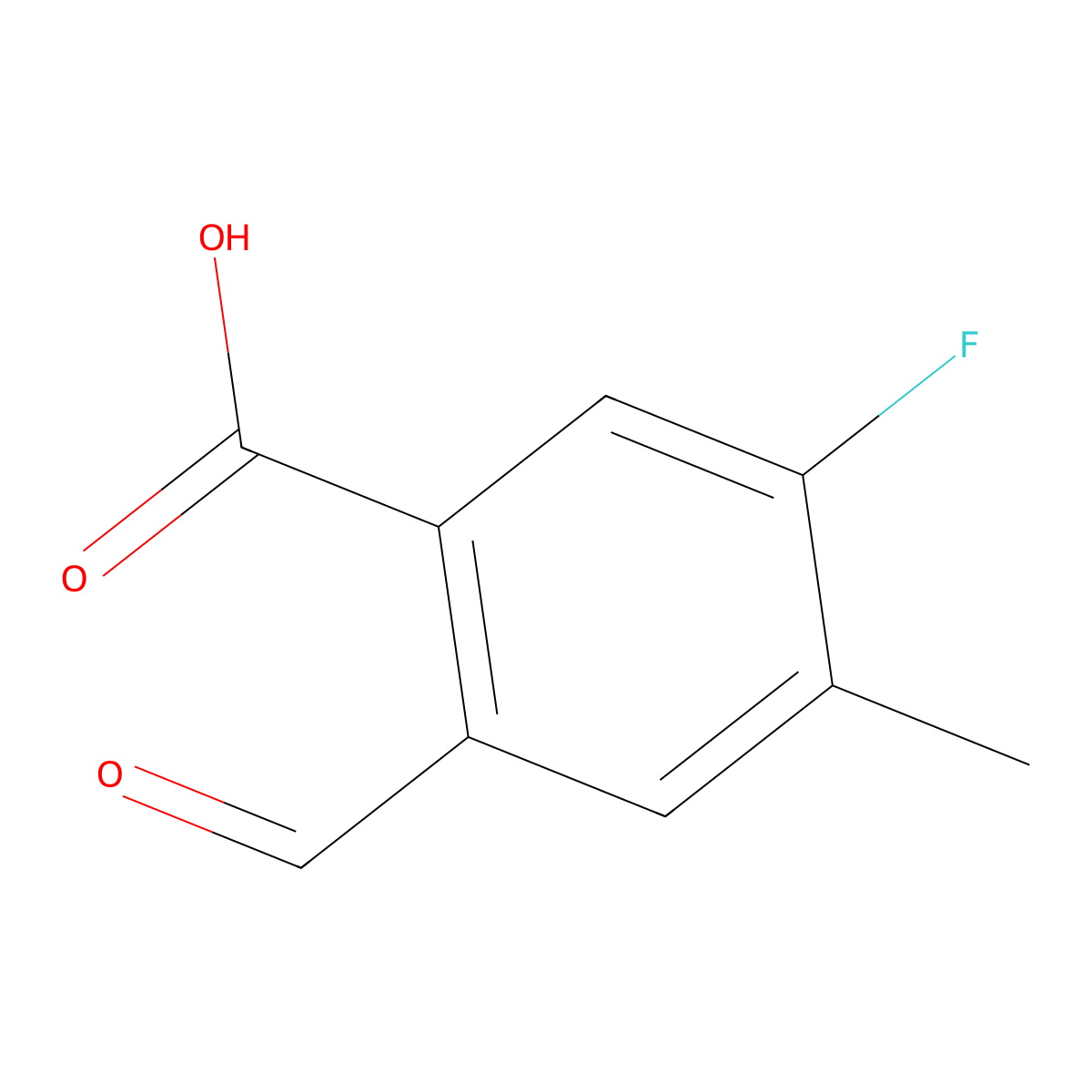 5-Fluoro-2-formyl-4-methylbenzoic acid molecular structure, CAS 1896922-80-7