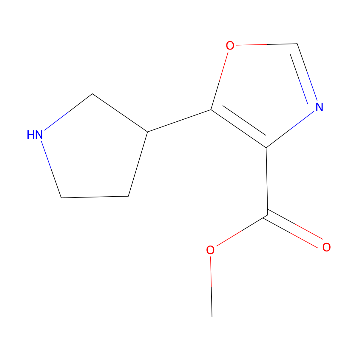 Methyl 5-(pyrrolidin-3-yl)-1,3-oxazole-4-carboxylate molecular structure, CAS 1896923-25-3
