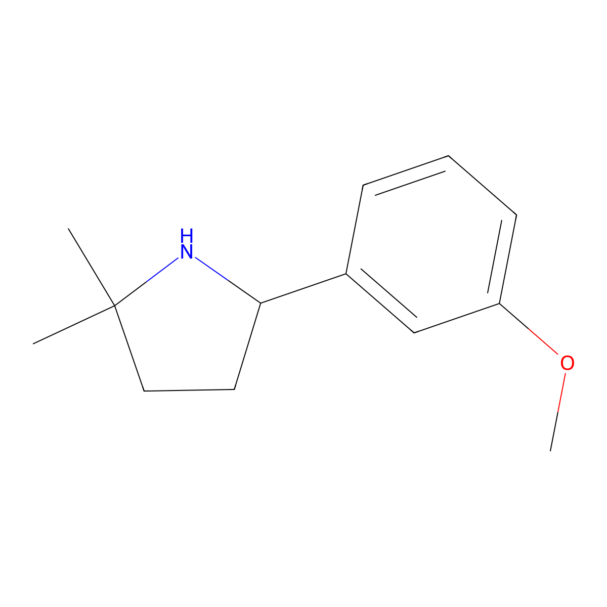5-(3-Methoxyphenyl)-2,2-dimethylpyrrolidine molecular structure, CAS 1896923-47-9