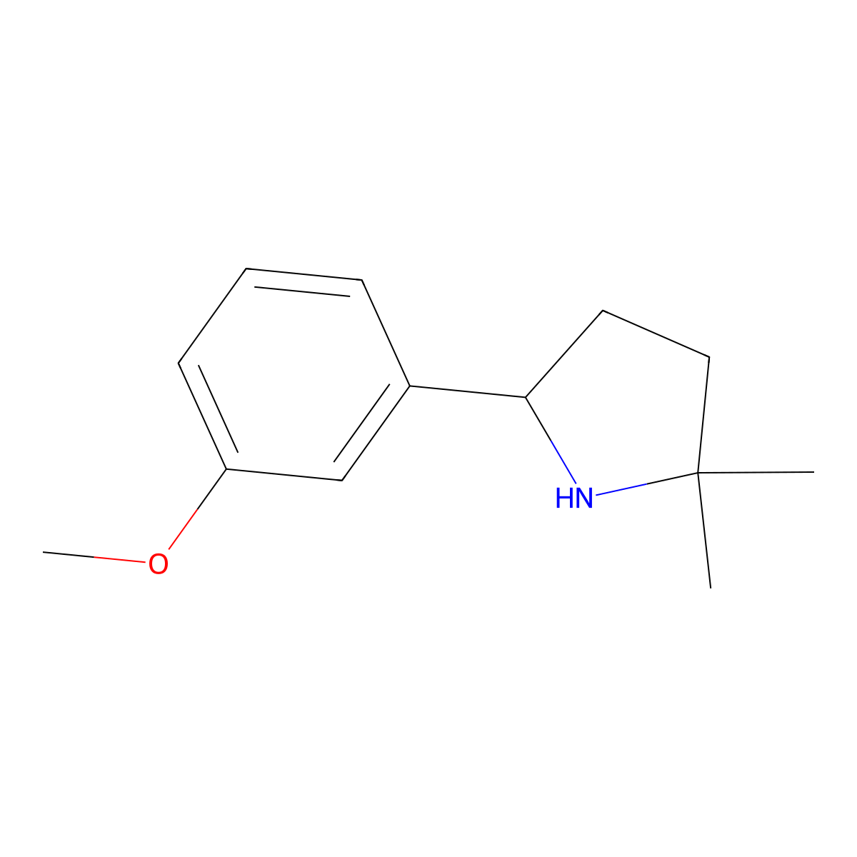 5-(3-Methoxyphenyl)-2,2-dimethylpyrrolidine molecular structure, CAS 1896923-47-9
