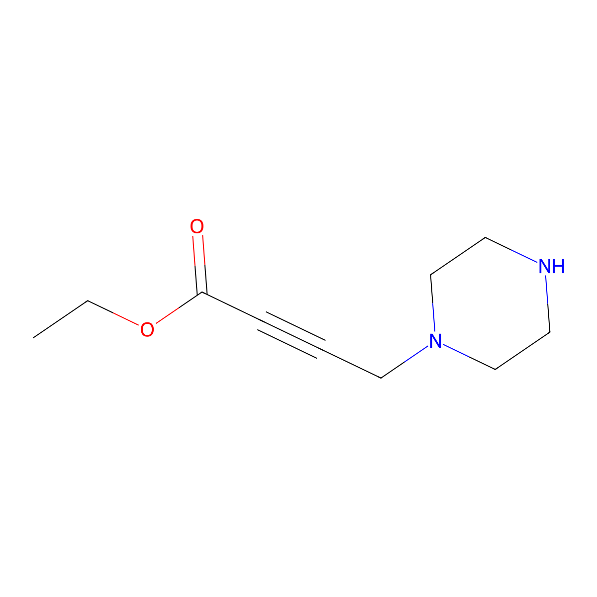 Ethyl 4-(piperazin-1-yl)but-2-ynoate molecular structure, CAS 1896925-96-4