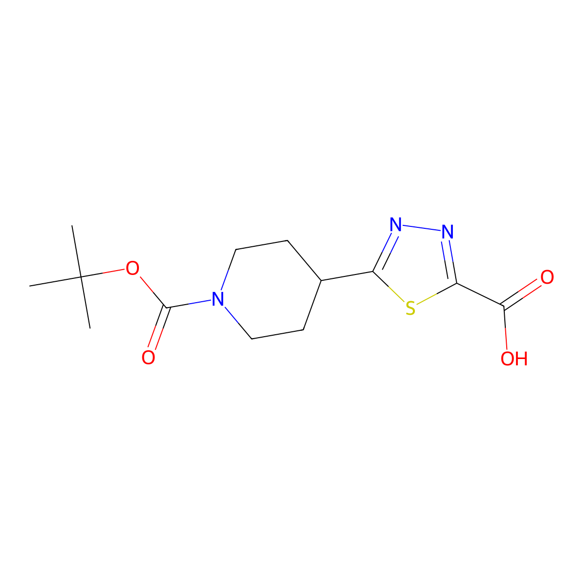 5-{1-[(Tert-butoxy)carbonyl]piperidin-4-yl}-1,3,4-thiadiazole-2-carboxylic acid molecular structure, CAS 189695-65-6