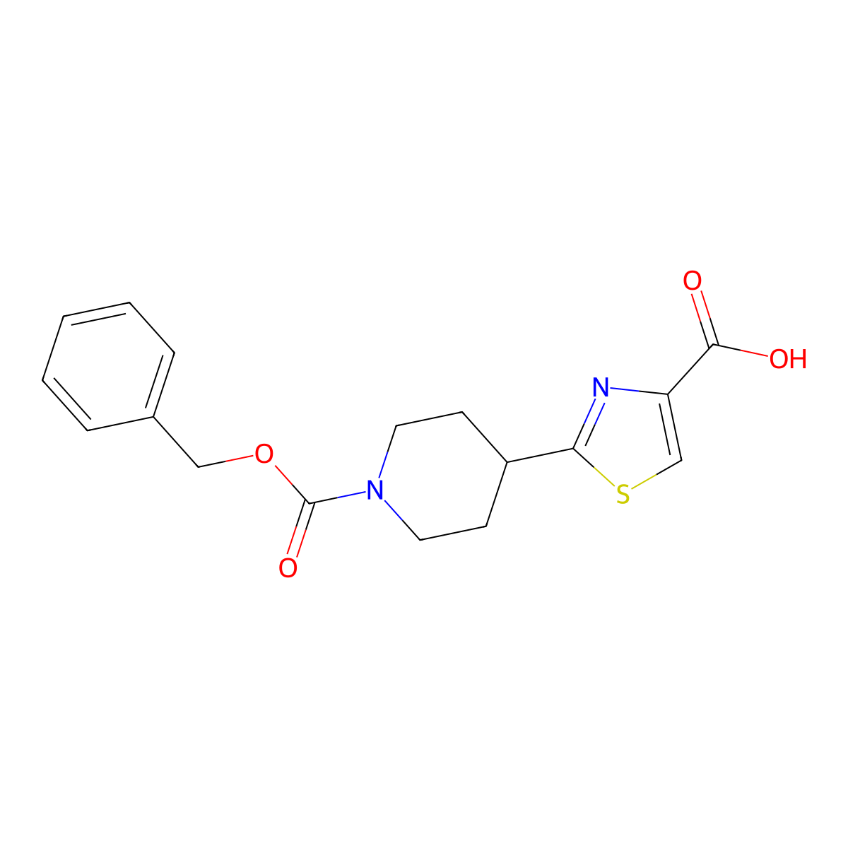 2-{1-[(Benzyloxy)carbonyl]piperidin-4-yl}-1,3-thiazole-4-carboxylic acid molecular structure, CAS 189695-67-8