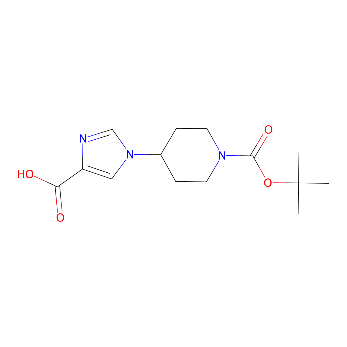 1-(1-(tert-Butoxycarbonyl)piperidin-4-yl)-1H-imidazole-4-carboxylic acid molecular structure, CAS 189695-69-0