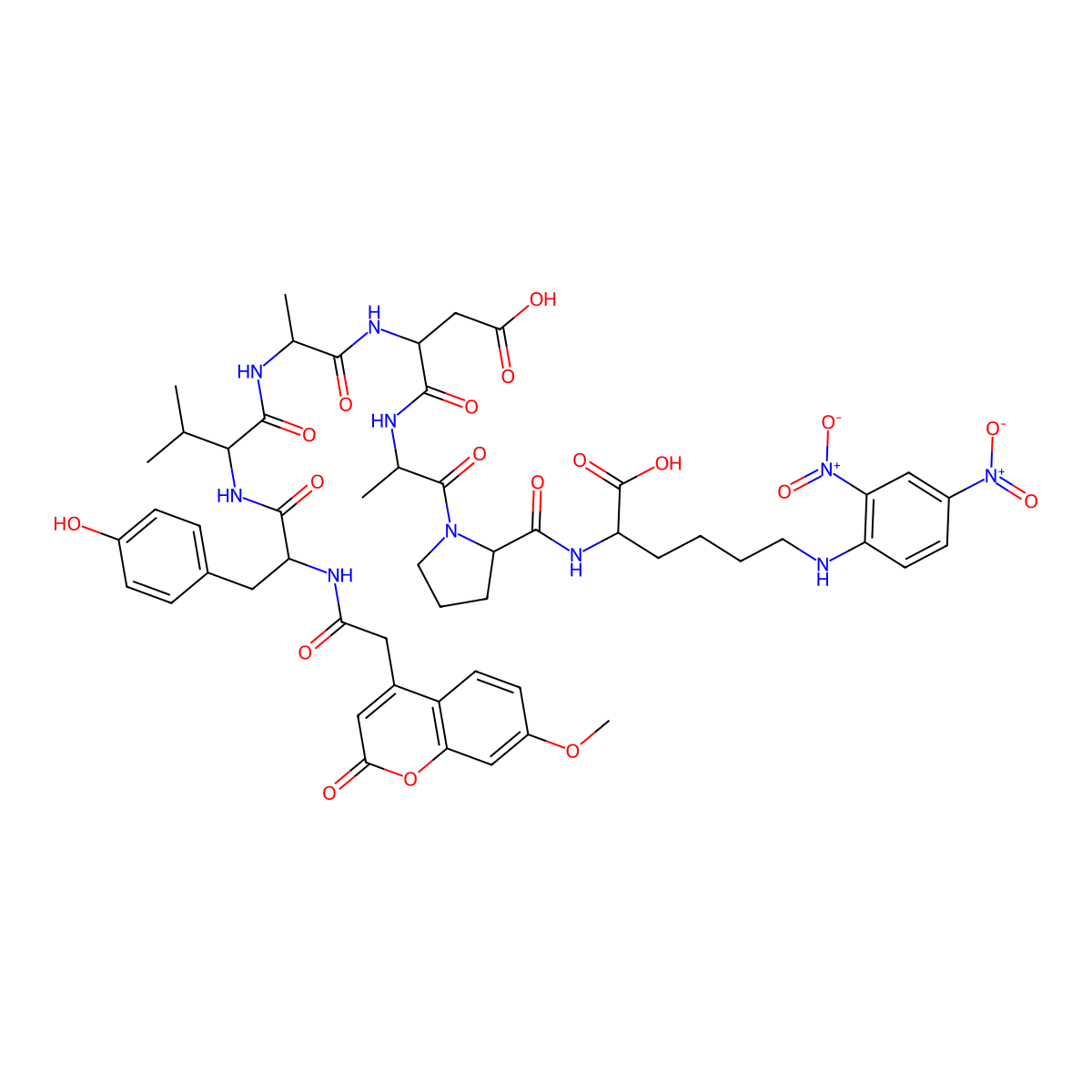 Mca-YVADAP-Lys(Dnp)-OH molecular structure, CAS 189696-01-3