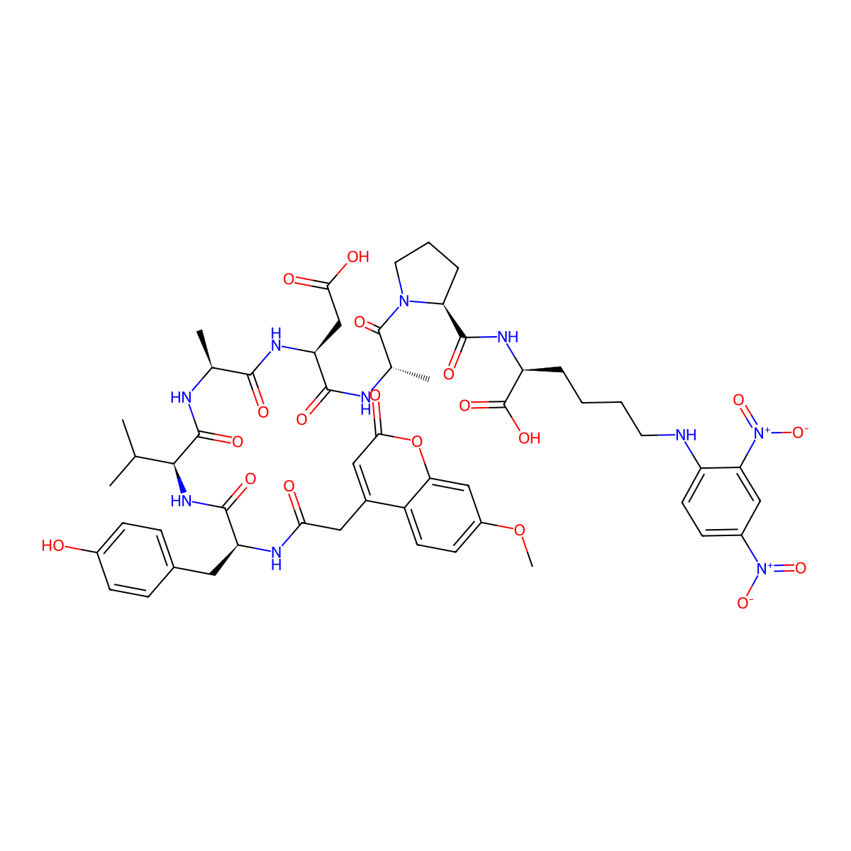 Mca-YVADAP-Lys(Dnp)-OH molecular structure, CAS 189696-01-3