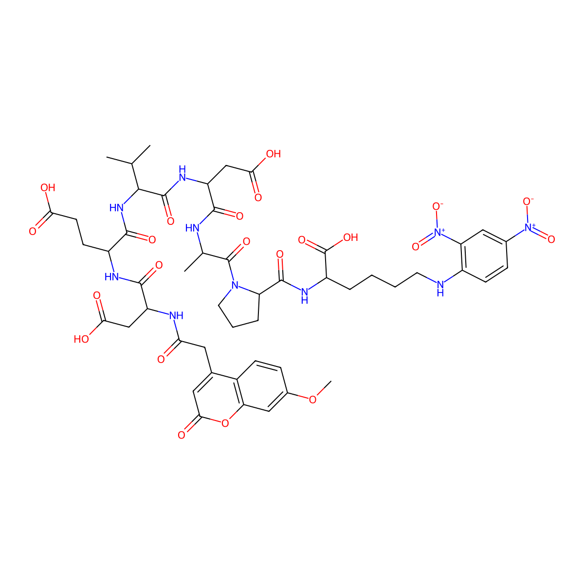 Mca-DEVDAP-K(Dnp)-OH molecular structure, CAS 189696-20-6