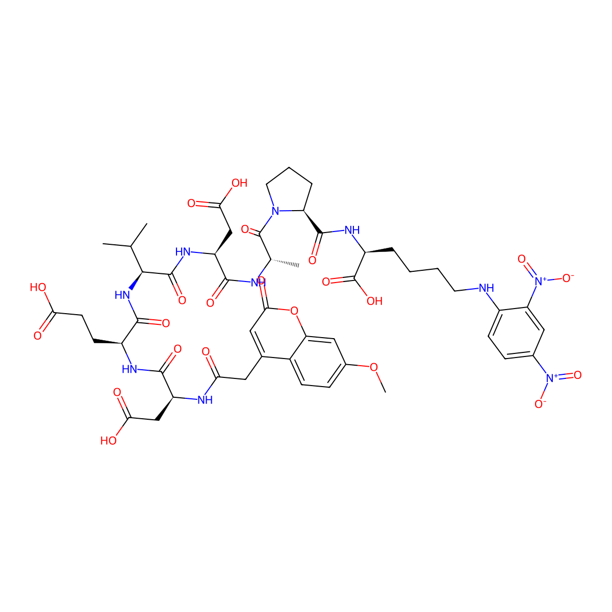 Mca-DEVDAP-K(Dnp)-OH molecular structure, CAS 189696-20-6