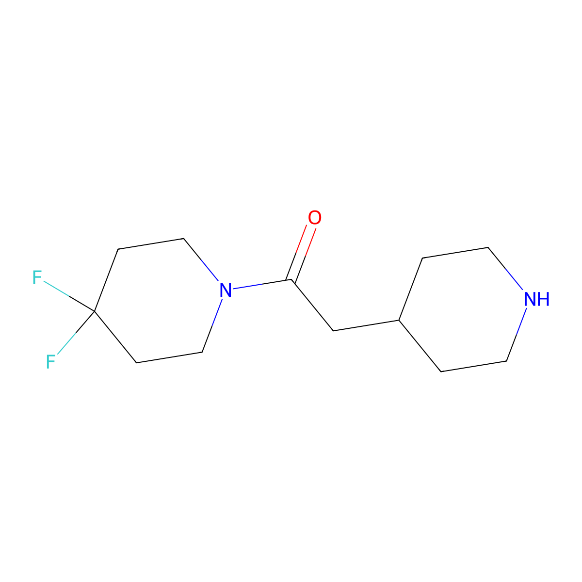 1-(4,4-Difluoropiperidin-1-yl)-2-(piperidin-4-yl)ethan-1-one molecular structure, CAS 1896971-08-6