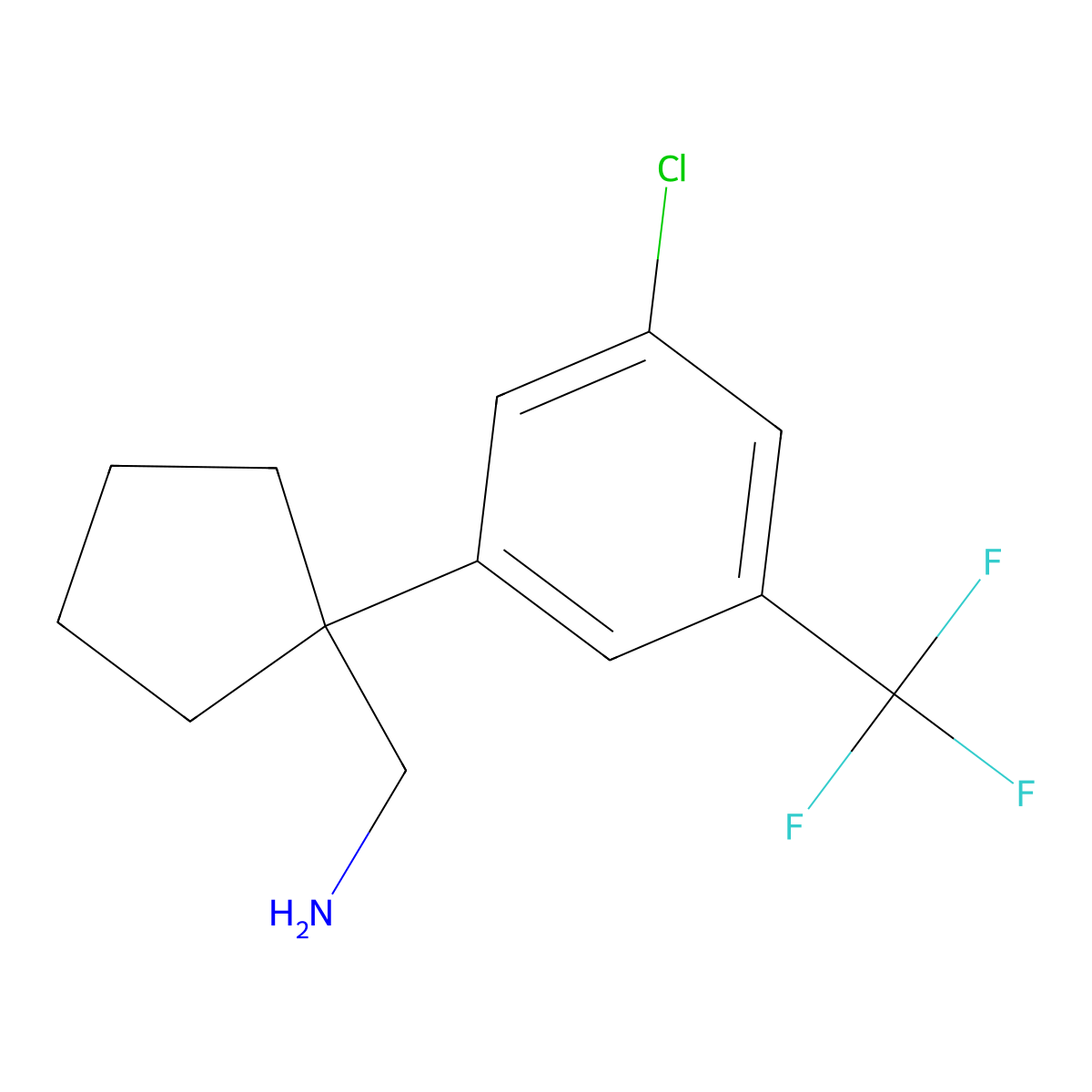 1-[3-Chloro-5-(trifluoromethyl)phenyl]cyclopentanemethanamine molecular structure, CAS 1896976-40-1