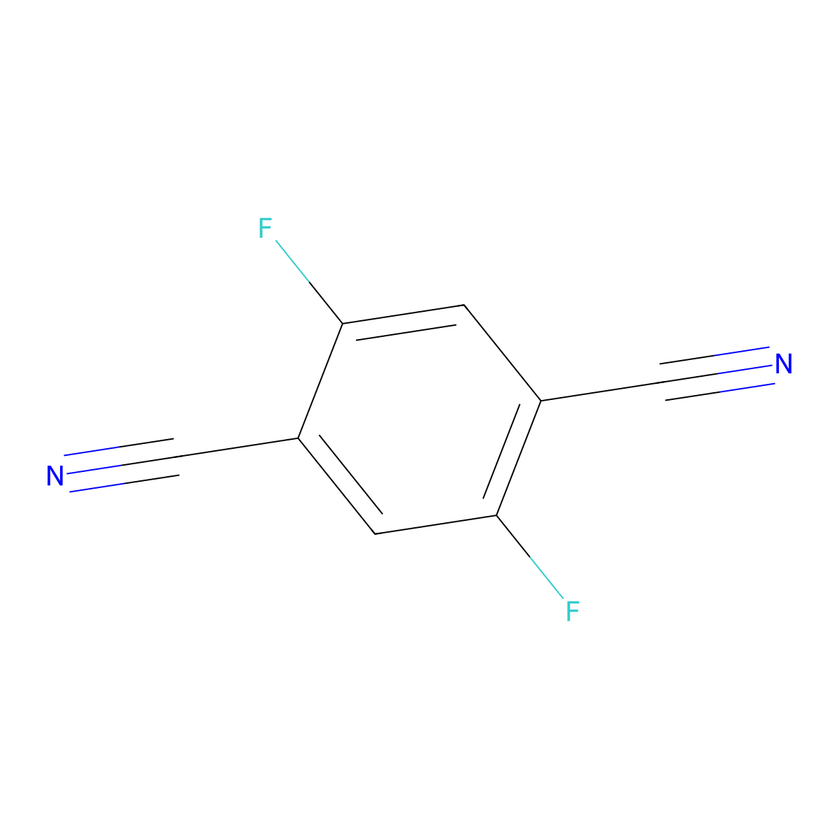 1,4-Benzenedicarbonitrile, 2,5-difluoro- molecular structure, CAS 1897-49-0