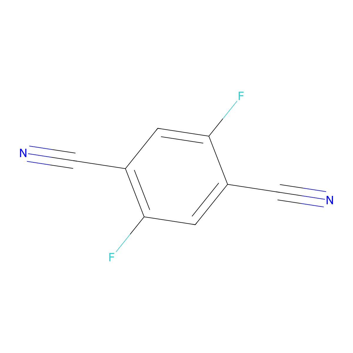 1,4-Benzenedicarbonitrile, 2,5-difluoro- molecular structure, CAS 1897-49-0