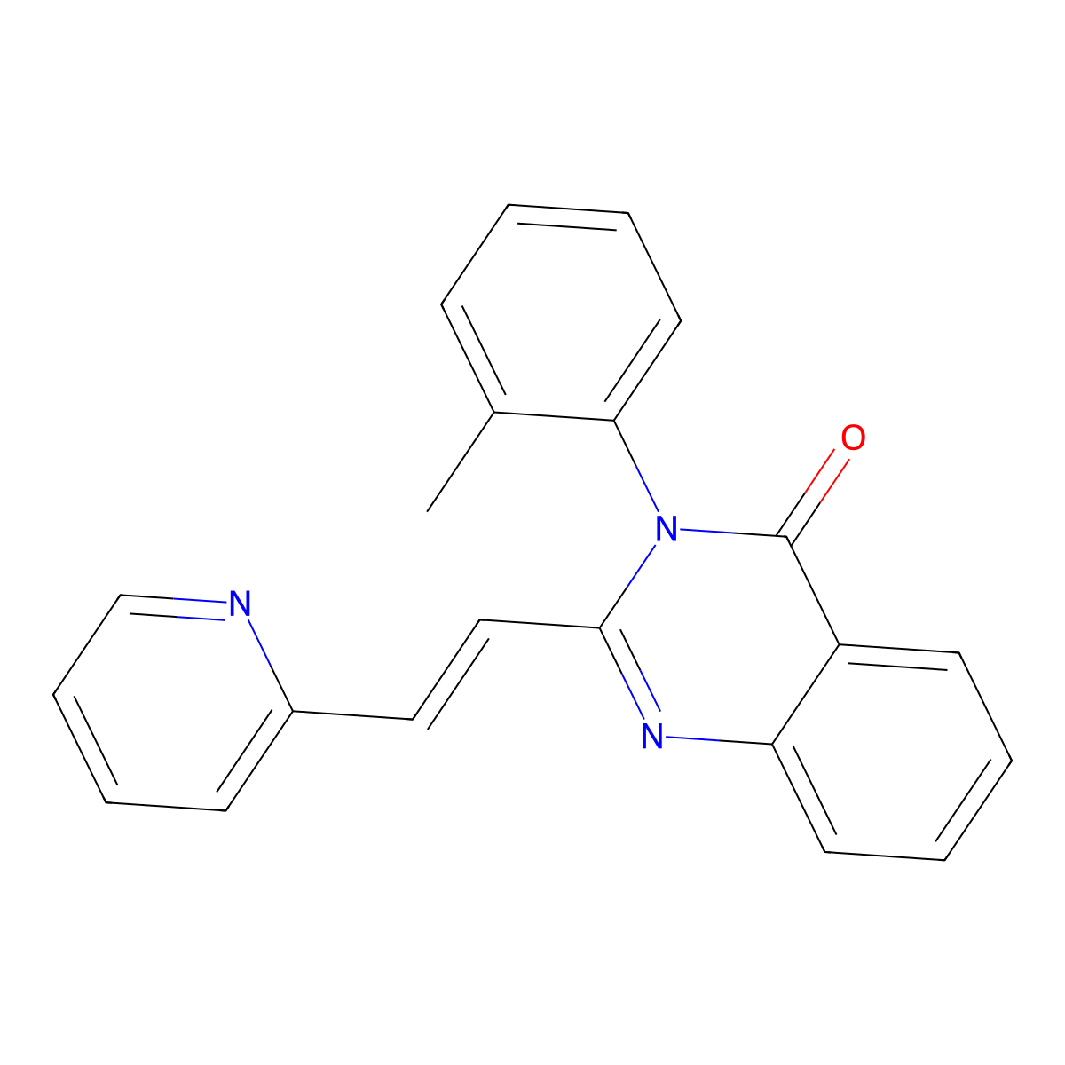 3-(2-methylphenyl)-2-(2-(2-pyridinyl)ethenyl)-4(3H)-quinazolinone molecular structure, CAS 1897-89-8