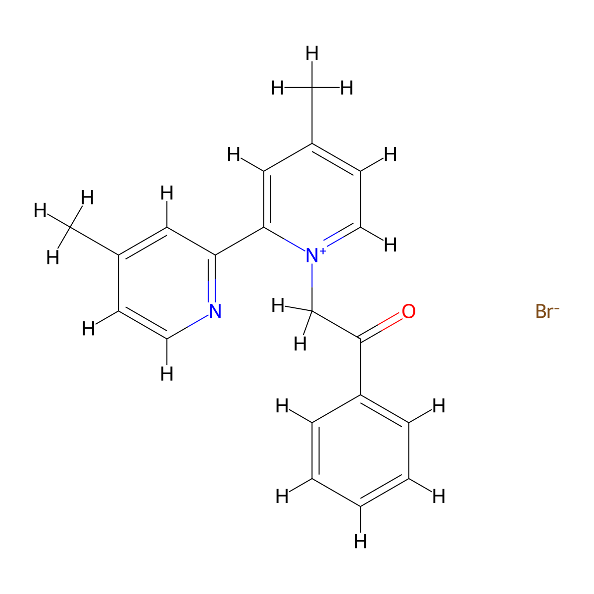 4-Methyl-2-(4-methyl-2-pyridinyl)-1-(2-oxo-2-phenylethyl)pyridinium bromide molecular structure, CAS 18970-07-5