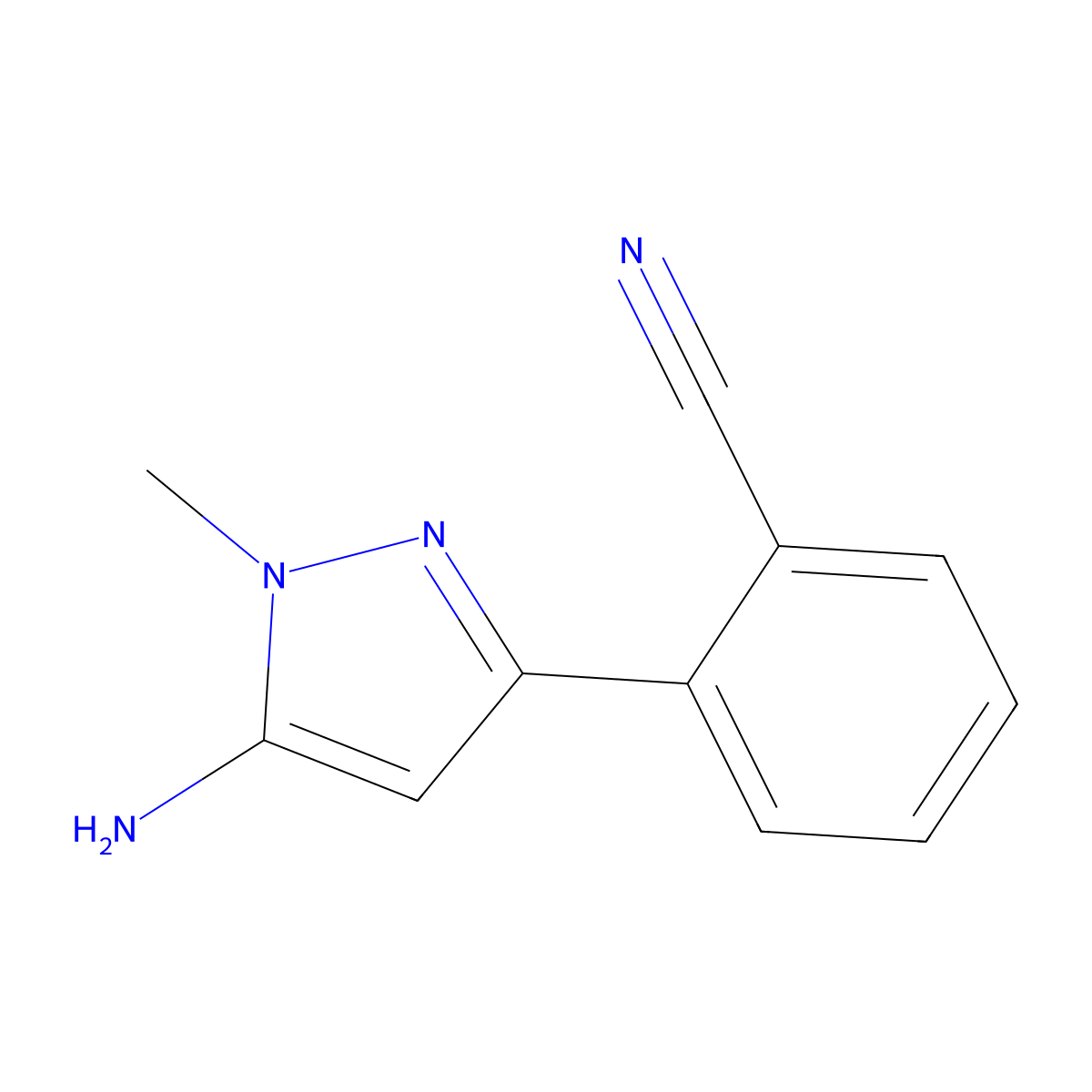 2-(5-amino-1-methyl-1H-pyrazol-3-yl)benzonitrile molecular structure, CAS 1897002-41-3