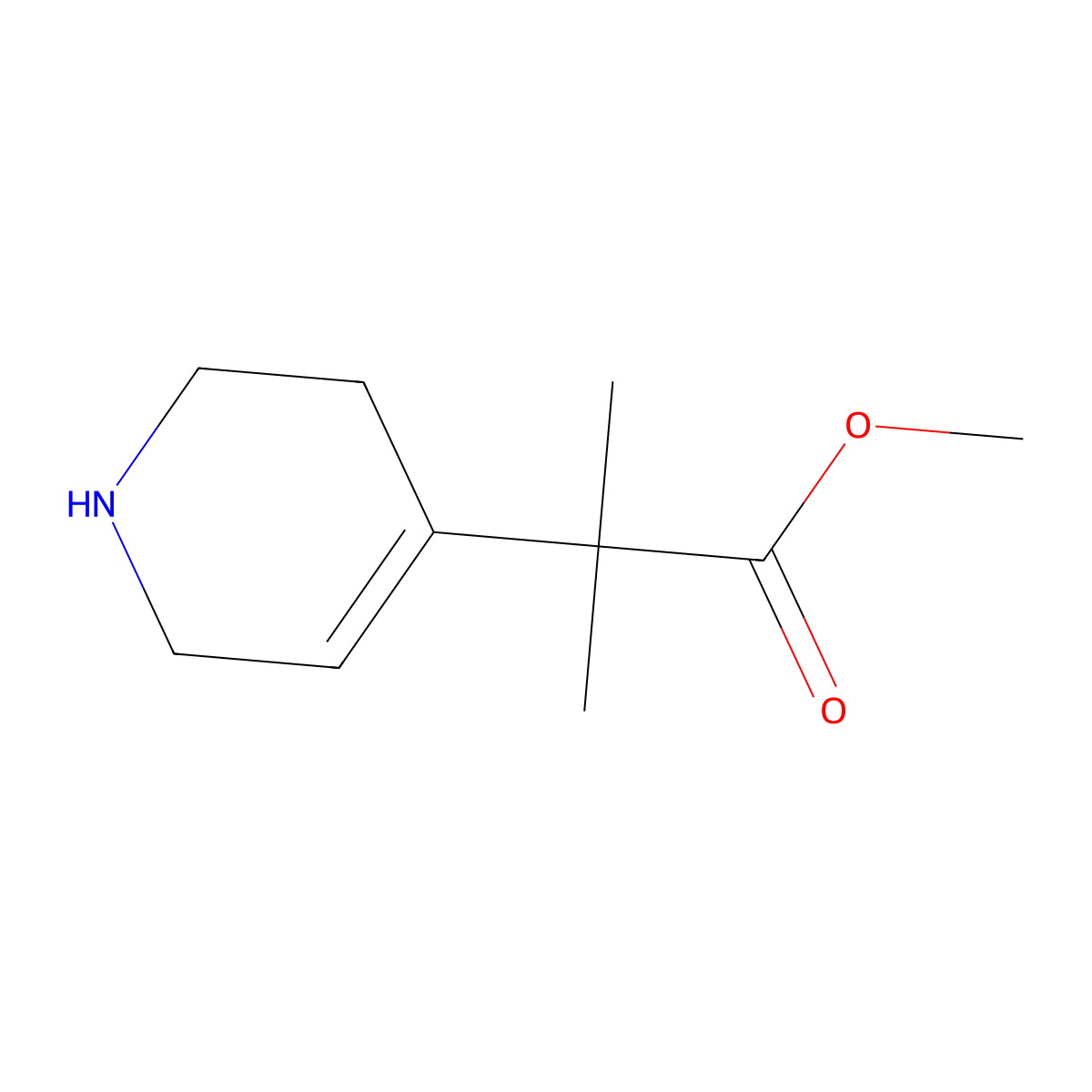 Methyl 2-methyl-2-(1,2,3,6-tetrahydropyridin-4-yl)propanoate molecular structure, CAS 1897017-93-4