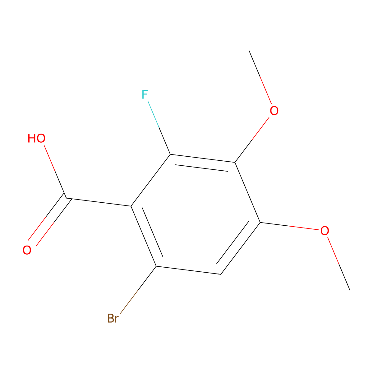 6-Bromo-2-fluoro-3,4-dimethoxybenZoic acid molecular structure, CAS 1897061-50-5