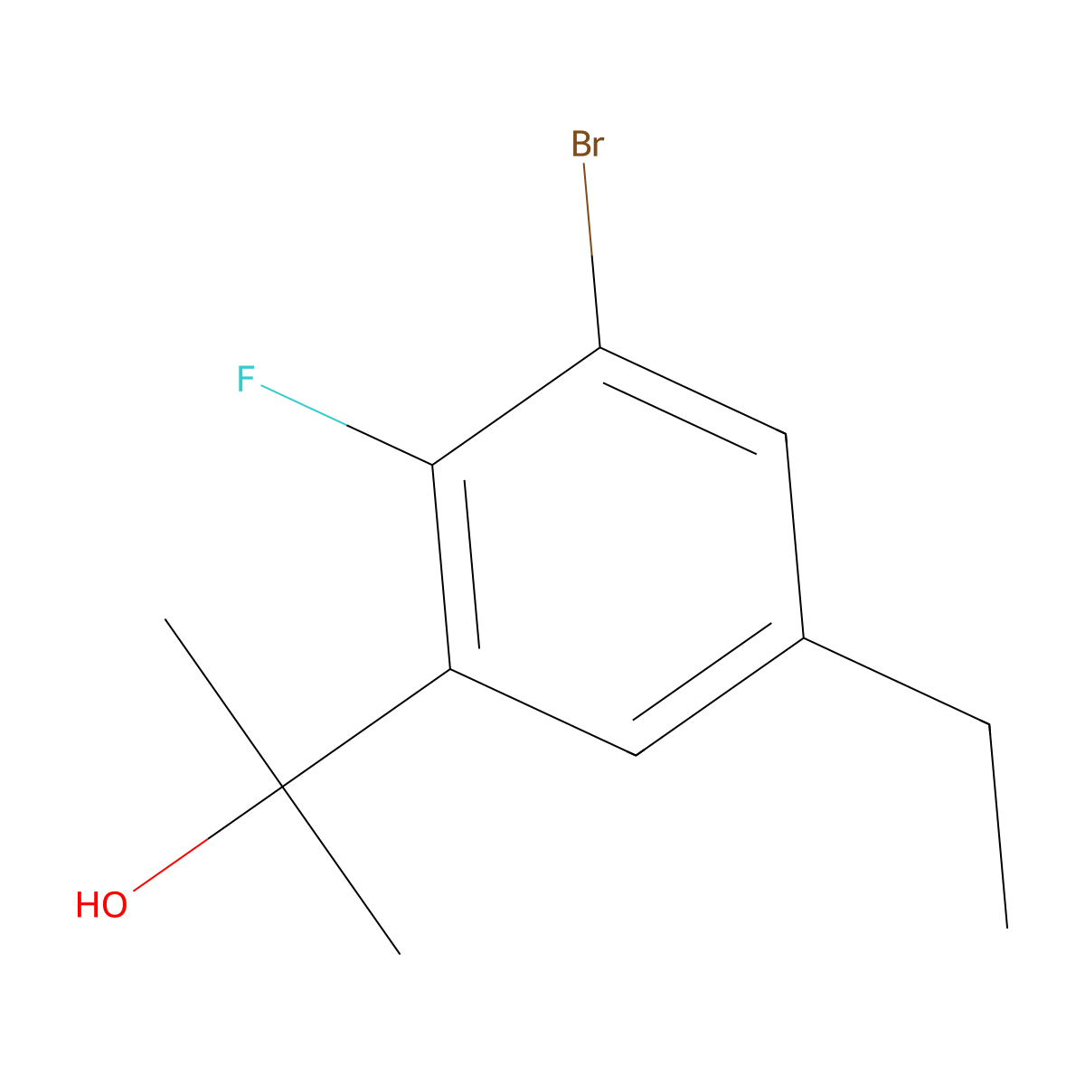 2-(3-Bromo-5-ethyl-2-fluorophenyl)propan-2-ol molecular structure, CAS 1897089-25-6